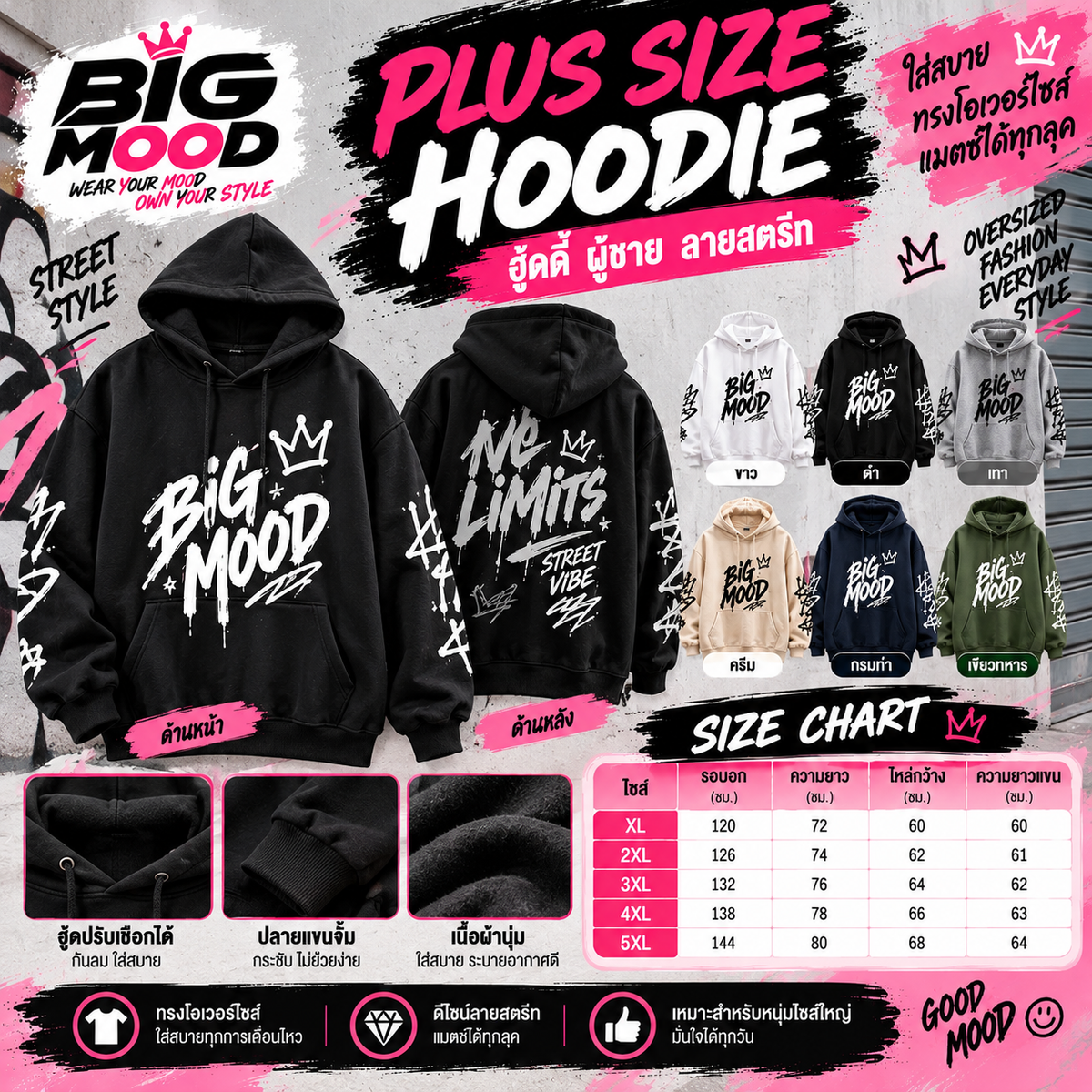 ฮู้ดดี้Hoodie ผู้ชาย ลายสตรีท